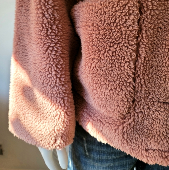 Zara Woman Outerwear Autumn/Winter Pink Faux Fur Teddy Jacket Coat Size L - Picture 3 of 11